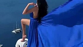 glamour latina model after photoshoot in greece