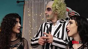 Hey, Beetlejuice stepsisters cast spells with their juicy teen pussies