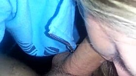 Sexy blonde performs blowjob on cock with cumshot on tits.