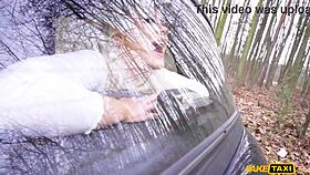 Fake taxi driver gives fertile british student a risky creampie deep in her pussy.