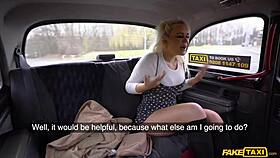 Fake taxi driver gives fertile british student a risky creampie deep in her pussy.