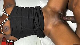 A sexy black girl with perfect boobs enjoys a hardcore session with her partner.