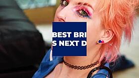 busty milf secretary flashes big tits in exhibitionist fetish