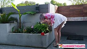 This cute 18yo lesbian licks her tattooed ass!