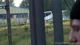 Public threesome Gangbang with two young men