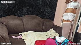 my stepdaughter looks delicious posing in lingerie before fucking her asshole