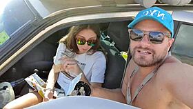 public pissing teen 18+ gives risky blowjob on camping to her boyfriend