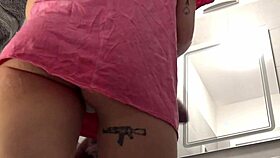 Hottest redhead in the bathroom with a t-shirt and panties then takes off her underwear to show her ass and pussy, so sexy