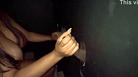 wife feels intense pleasure rubbing cock in glory hole