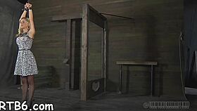 tormenting babes vagina with toy in bondage 😈