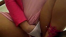 angel lima touches herself on the building stairs