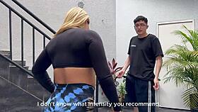 Horny neighbor catches curvy Karen Sleent and uses her tight body 😈