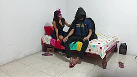 cuckold leaves while his partner masturbates, watching each other in this kinky roleplay