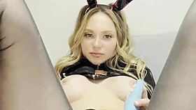 Cute bunny caresses clit and labia! 😘