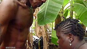 Indian couple engages in passionate local sex with intense blowjob, doggystyle fucking, and ass play in the bush.