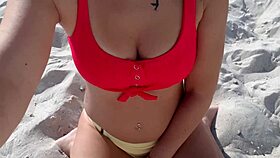 Much people on beach look how i masturbation loveli public