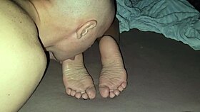 he licked the soles of his stepmother and cum on them