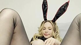 Cute bunny caresses clit and labia! 😘
