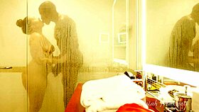 she's cheating with that big black cock in the shower, fucking hard