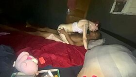 The big ass babe sits forcefully on the hard cock, riding it deep.