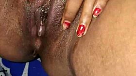 indian housewife moans while hard dildo fucks her juicy wet pussy