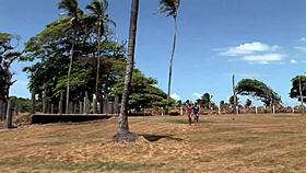 Barbie Banks showing off her legs and teasing playfully.