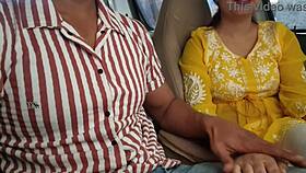 convinced her to flash boobs in the car during risky outdoor drive