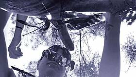 Bluee Performs Outdoor Blowjob on Big Cock with Deep Throat and Facial Cumshot.