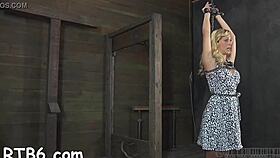 tormenting babes vagina with toy in bondage 😈