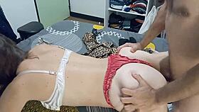 Blonde slut bent over in satin thong for doggystyle and ass to mouth!