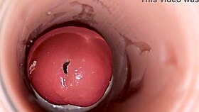 Whoa, camera catches huge sperm blast deep in pussy! 😲