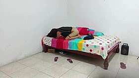 cuckold leaves while his partner masturbates, watching each other in this kinky roleplay