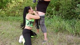 side view bts, made fitness trainer suck fat cock for facial