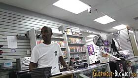 Does this babe suck and stroke that black monster cock for cum in mouth facial?