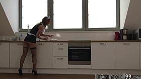 Fucked maid jizzed by bbc in stockings 😈