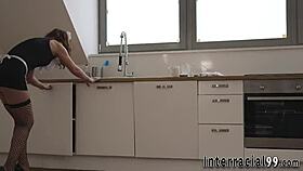 Fucked maid jizzed by bbc in stockings 😈