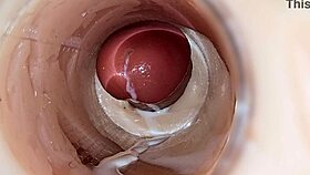 Whoa, camera catches huge sperm blast deep in pussy! 😲
