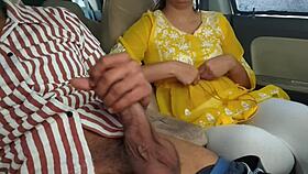 convinced her to flash boobs in the car during risky outdoor drive