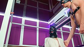 I, the master, humiliates this busty slave with toys and bondage.