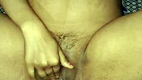 indian housewife moans while hard dildo fucks her juicy wet pussy