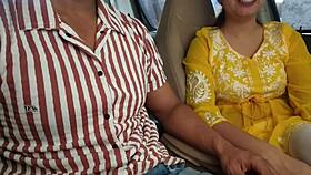 convinced her to flash boobs in the car during risky outdoor drive