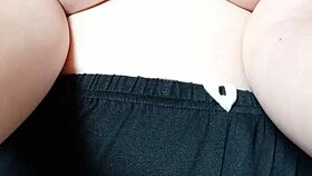 pregnant milf spits on her big tits and nipples 😍