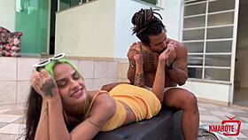 morena uses her feet for a handjob and gets messy