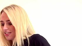 stunning blonde strips and touches herself on bed, wanna see?