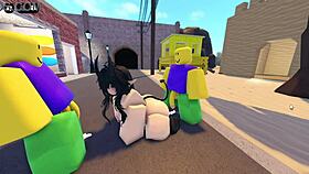 I saw Emma getting roughly banged by three guys on the Roblox Whorblox street, it was wild