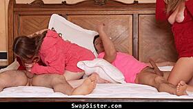 yo, stepsisters tricked stepbros into bedroom for wild 4some action!