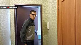 Horny Plump Blonde Fucks Nerdy Computer Master in Stockings