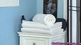 Busty Blonde Masseuse Soaks In Jizz!