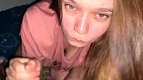 late night cream mask for my stepdaughter pov blowjob cum on face