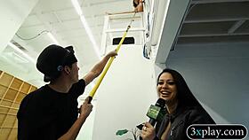 guy in blindfold fucks twat with dildo in sex for cash reality